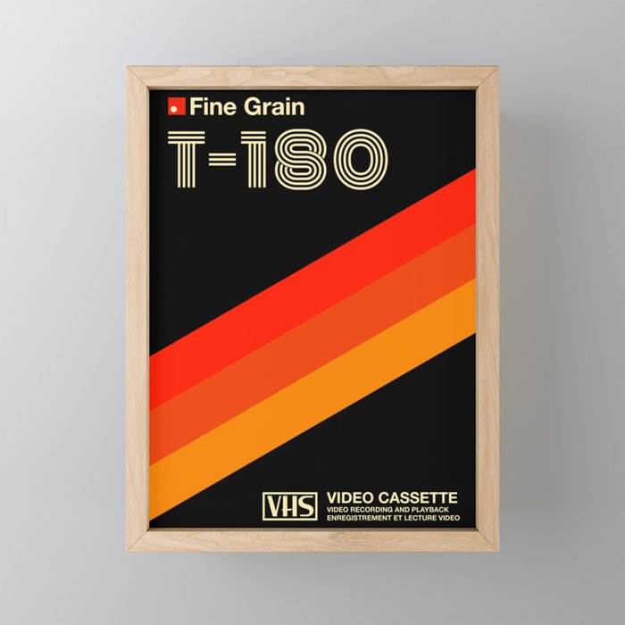 VHS cassette, case T-180 - retrowave poster, retrowave art Mini Art Print Gallery Image 1