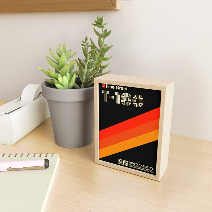 VHS cassette, case T-180 - retrowave poster, retrowave art Mini Art Print Gallery Image 2