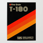 VHS cassette, case T-180 - retrowave poster, retrowave art Poster Gallery Image 4