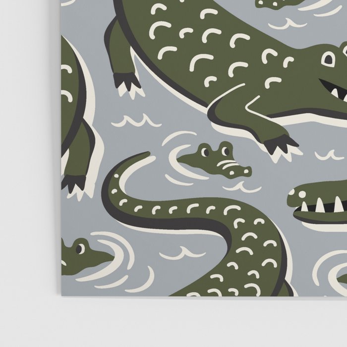 Alligator - Down In The Bayou - Grey Poster Gallery Image 3