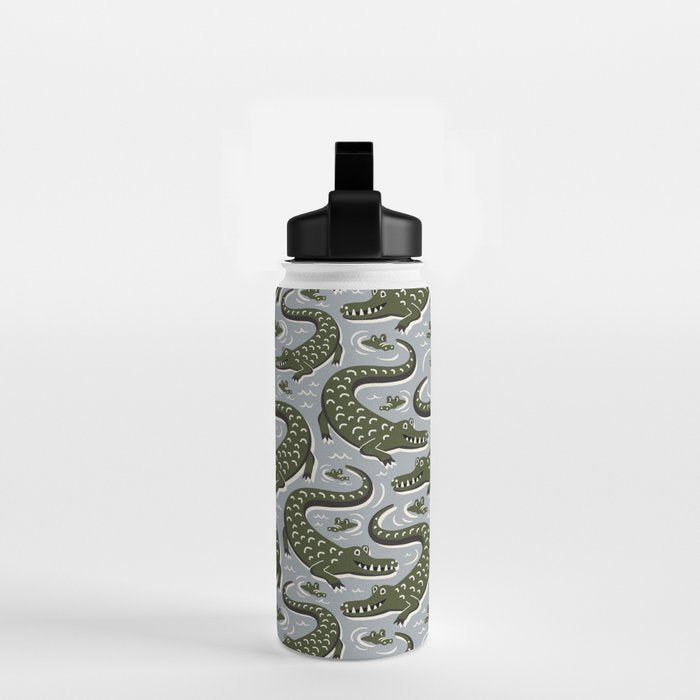 Alligator - Down In The Bayou - Grey Water Bottle Gallery Image 2