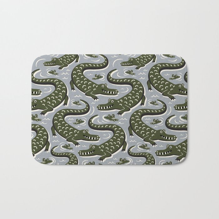 Alligator - Down In The Bayou - Grey Bath Mat Gallery Image 1