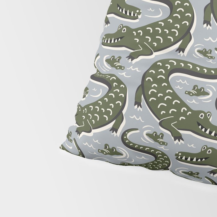 Alligator - Down In The Bayou - Grey Pillow Sham Gallery Image 4
