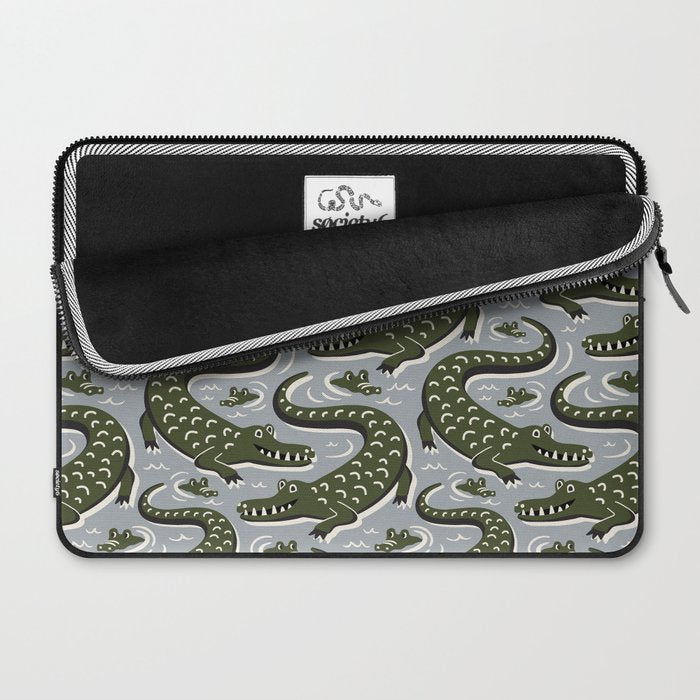 Alligator - Down In The Bayou - Grey Laptop Sleeve Gallery Image 2