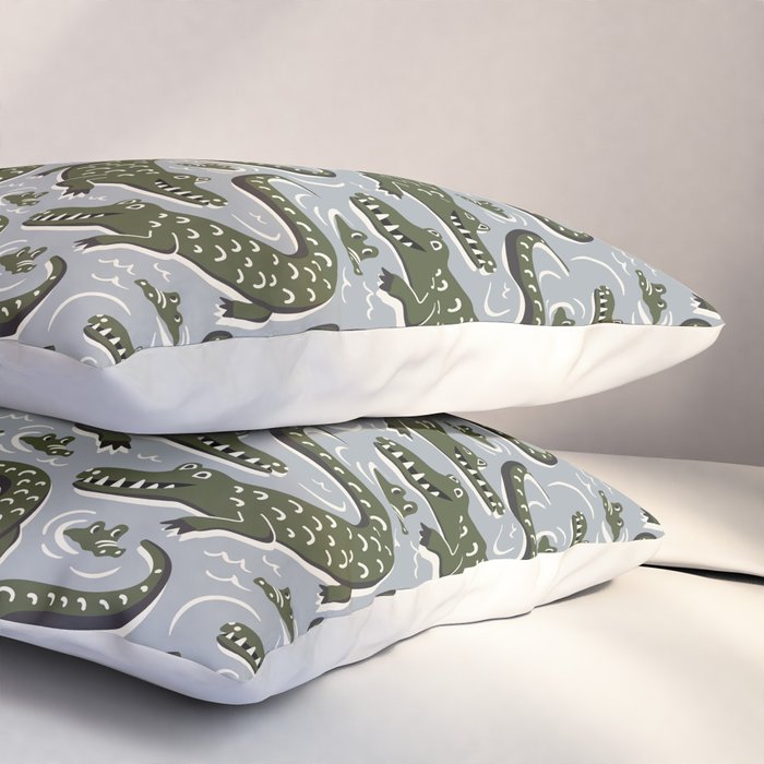 Alligator - Down In The Bayou - Grey Pillow Sham Gallery Image 3
