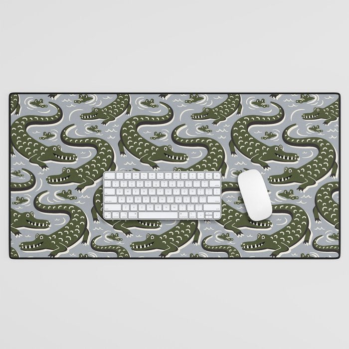 Alligator - Down In The Bayou - Grey Desk Mat Gallery Image 1