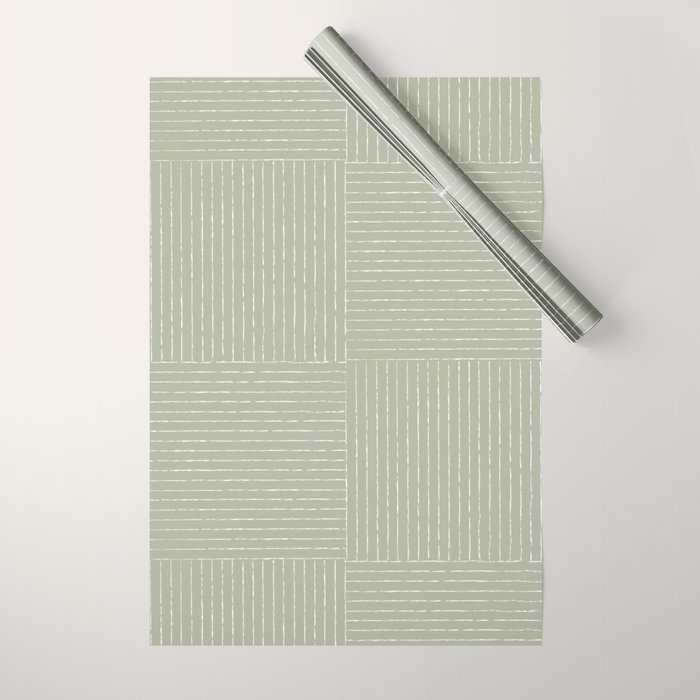 Lines III (Linen Sage) Wrapping Paper Gallery Image 1