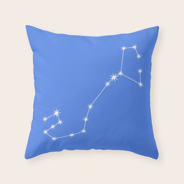Scorpio Zodiac Star Constellation Line Art Bright Blue Throw Pillow Gallery Image 1