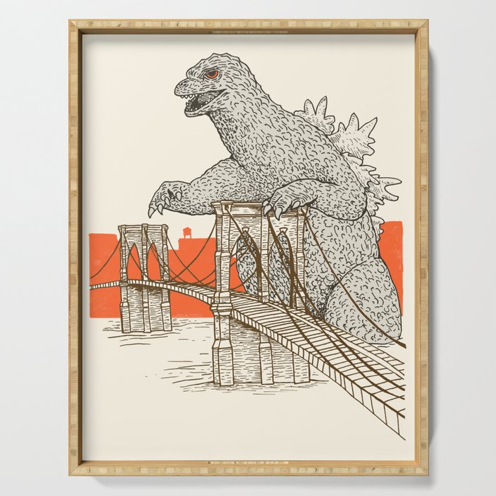 Godzilla vs. the Brooklyn Bridge Serving Tray Gallery Image 1