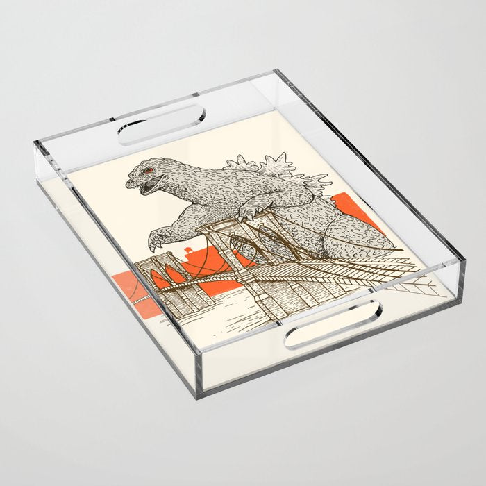 Godzilla vs. the Brooklyn Bridge Acrylic Tray Gallery Image 1
