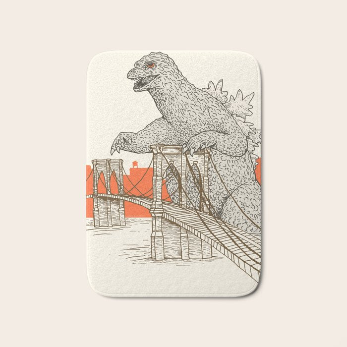 Godzilla vs. the Brooklyn Bridge Bath Mat Gallery Image 1