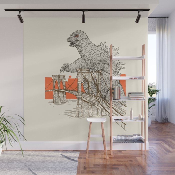 Godzilla vs. the Brooklyn Bridge Wall Mural Gallery Image 1