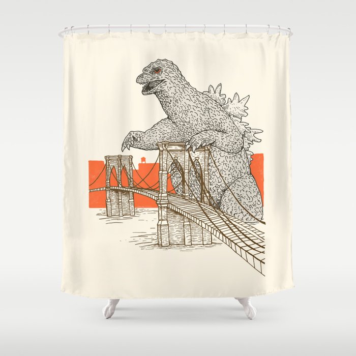 Godzilla vs. the Brooklyn Bridge Shower Curtain Gallery Image 1
