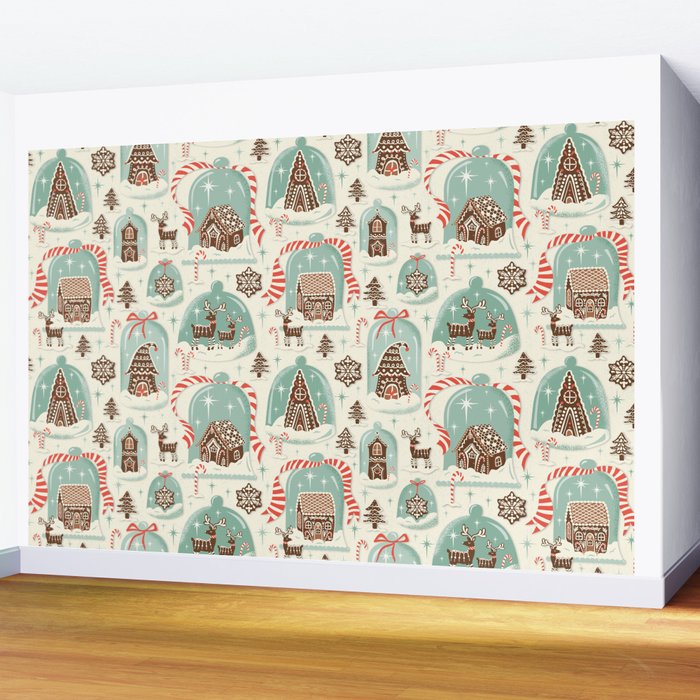 Gingerbread Village Cream Wall Mural Gallery Image 2