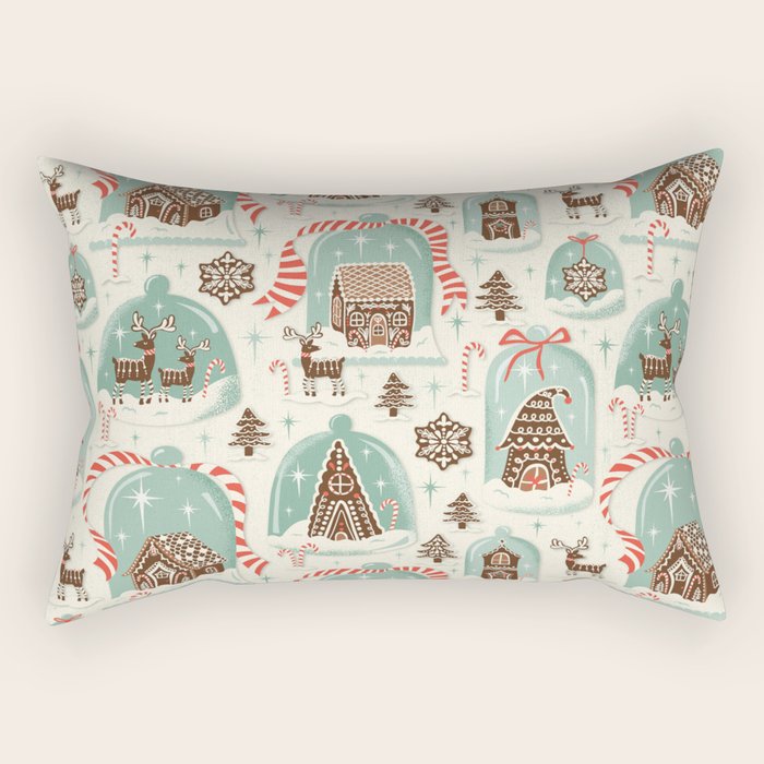Gingerbread Village Cream Rectangular Pillow Gallery Image 1