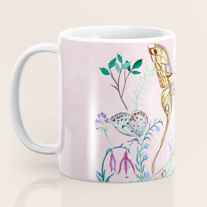 Chinese Moon Moth and Butterflies Coffee Mug Gallery Image 3