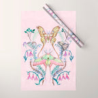 Chinese Moon Moth and Butterflies Wrapping Paper Gallery Image 1