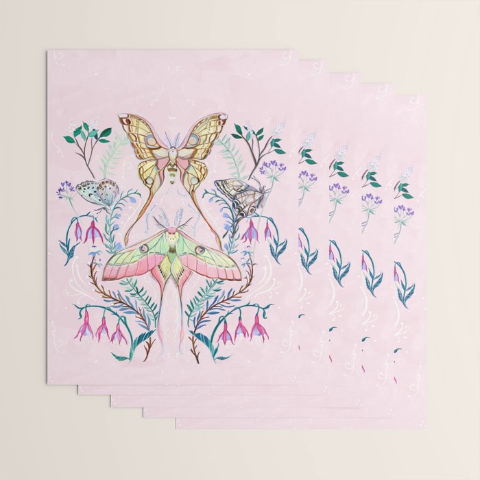 Chinese Moon Moth and Butterflies Wrapping Paper Gallery Image 3