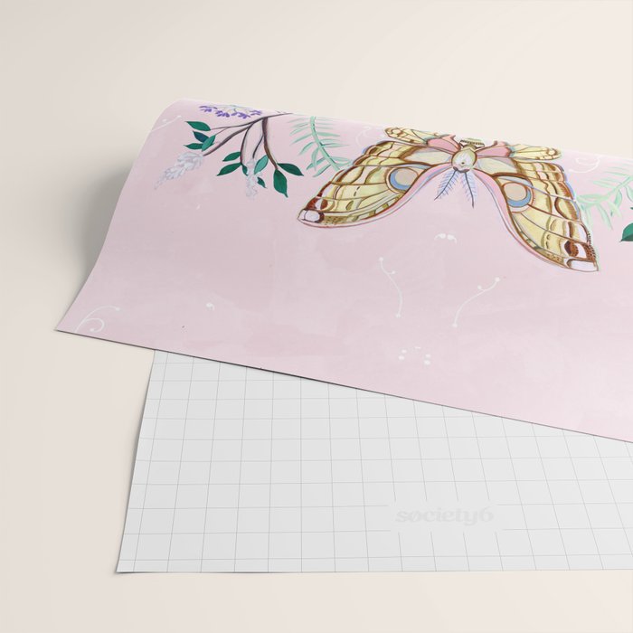 Chinese Moon Moth and Butterflies Wrapping Paper Gallery Image 2