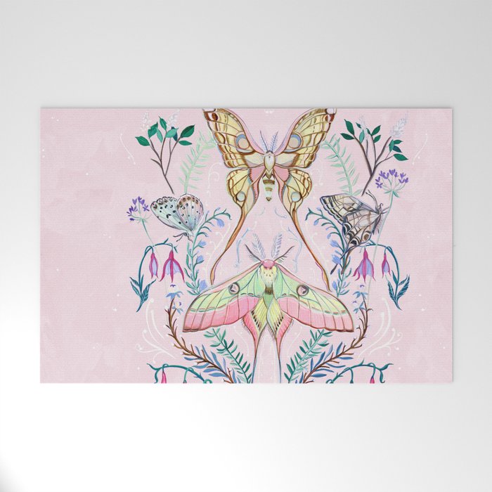 Chinese Moon Moth and Butterflies Welcome Mat Gallery Image 1