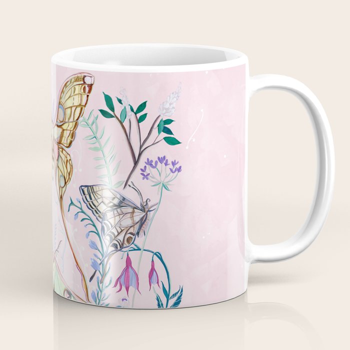 Chinese Moon Moth and Butterflies Coffee Mug Gallery Image 1