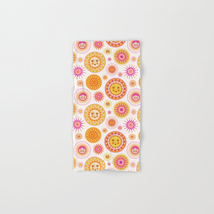 Retro Suns - Pink and Yellow Bath Towel Gallery Image 1