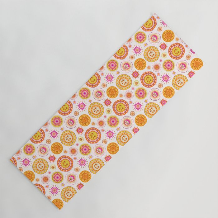 Retro Suns - Pink and Yellow Yoga Mat Gallery Image 1