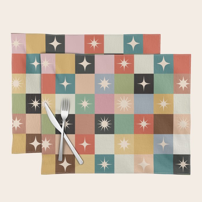 Retro Festive Sparkle Checker  Placemat Gallery Image 1
