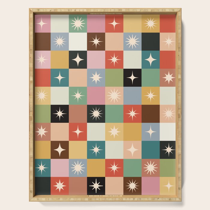 Retro Festive Sparkle Checker  Serving Tray Gallery Image 1