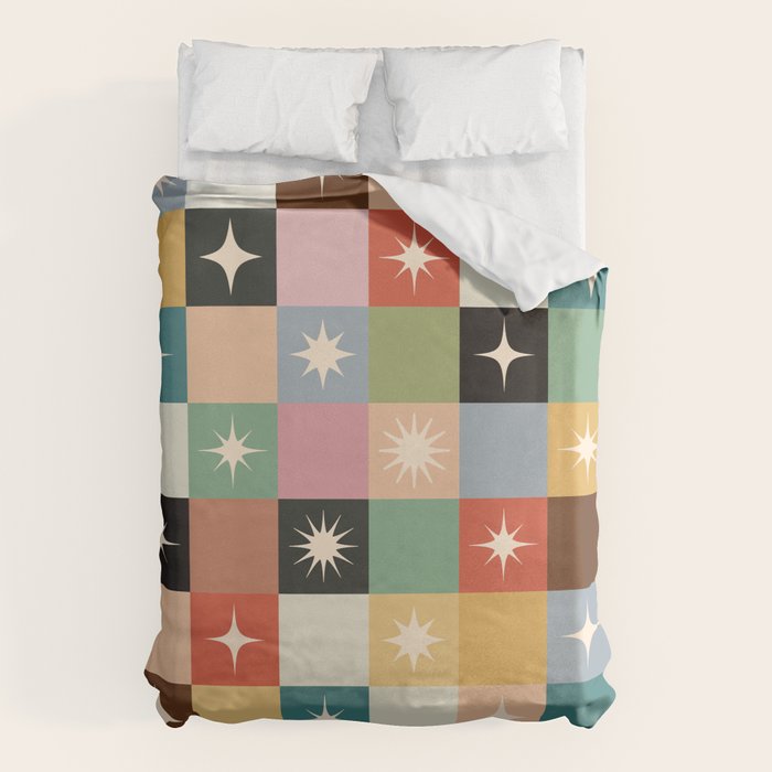 Retro Festive Sparkle Checker  Duvet Cover Gallery Image 6
