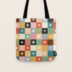 Retro Festive Sparkle Checker  Tote Bag Gallery Image 1