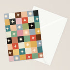 Retro Festive Sparkle Checker  Stationery Card Gallery Image 2