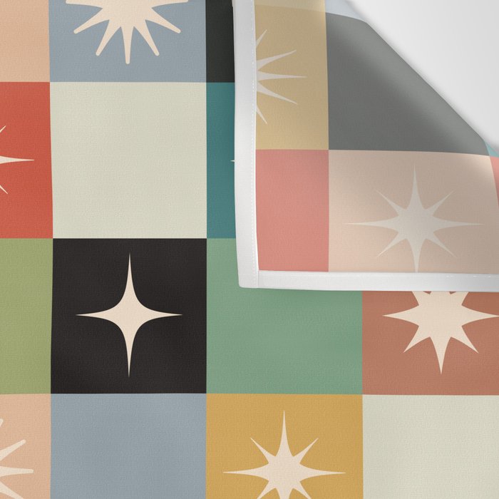 Retro Festive Sparkle Checker  Wall Tapestry Gallery Image 3