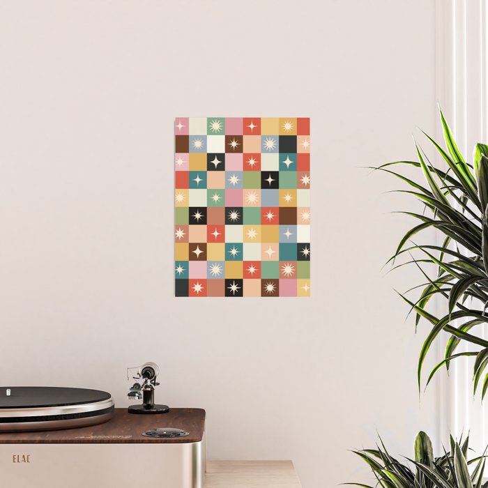 Retro Festive Sparkle Checker  Poster Gallery Image 2