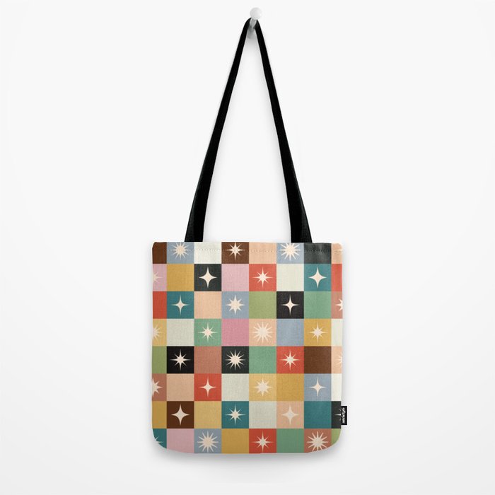 Retro Festive Sparkle Checker  Tote Bag Gallery Image 2