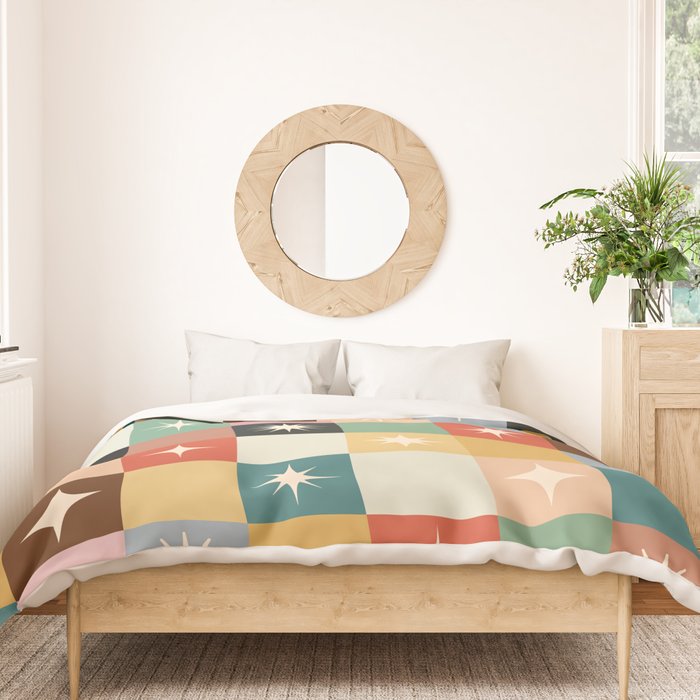 Retro Festive Sparkle Checker  Duvet Cover Gallery Image 3