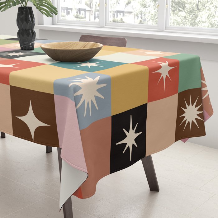 Retro Festive Sparkle Checker  Tablecloth Gallery Image 3