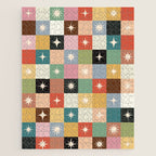 Retro Festive Sparkle Checker  Jigsaw Puzzle Gallery Image 1