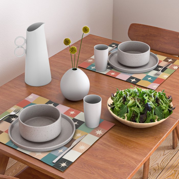 Retro Festive Sparkle Checker  Placemat Gallery Image 2