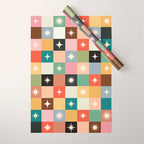 Retro Festive Sparkle Checker  Wrapping Paper Gallery Image 1