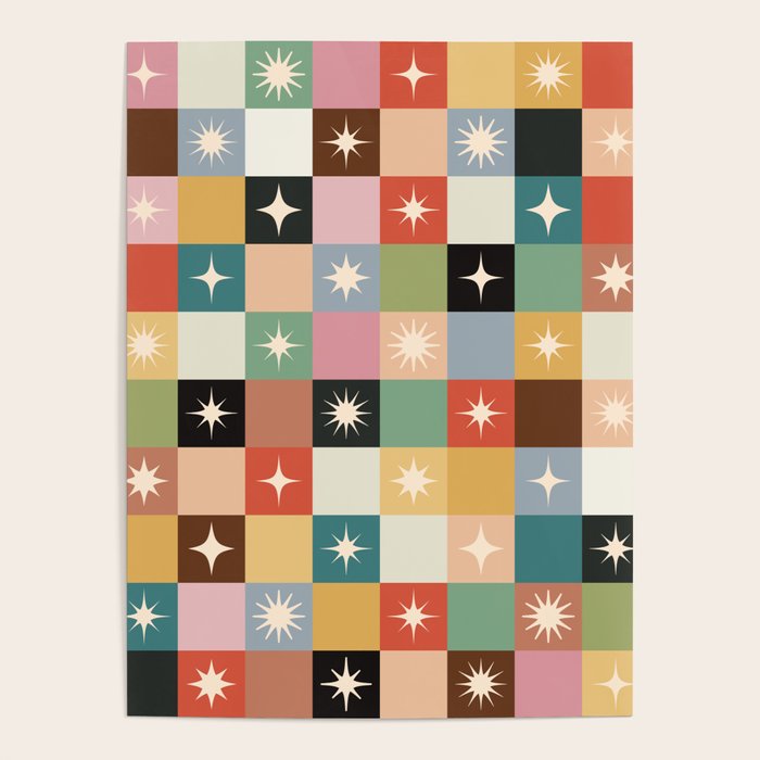Retro Festive Sparkle Checker  Poster Gallery Image 1