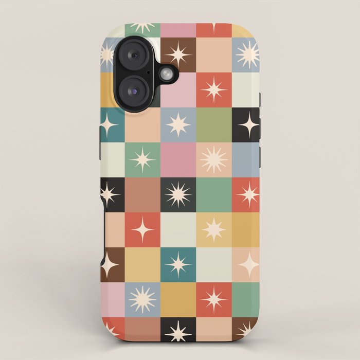 Retro Festive Sparkle Checker  iPhone Case Gallery Image 1
