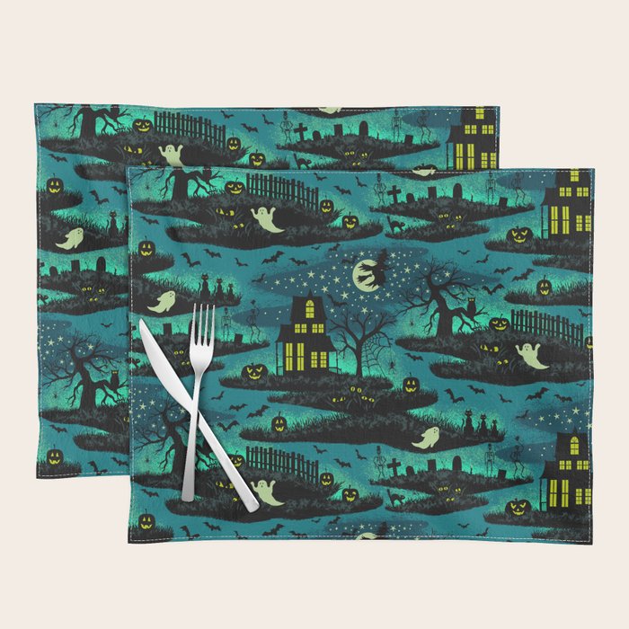 Halloween Night - Fox Fire Green Placemat Gallery Image 1