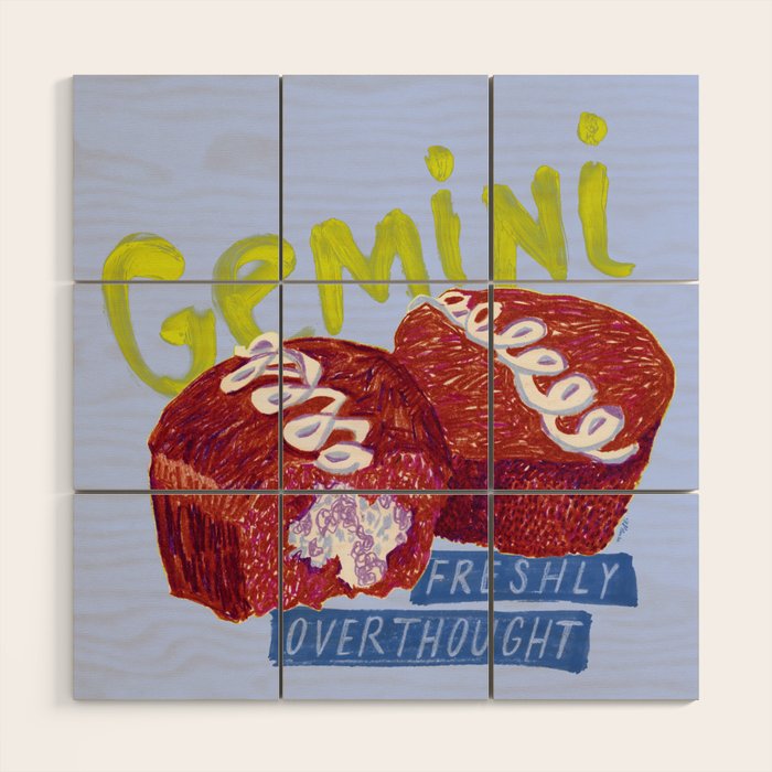 Gemini Twins in Lavender & Blue | Zodiac Series Wood Wall Art Gallery Image 1