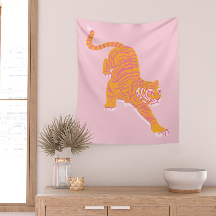 Year of the Tiger - Pink/Orange Wall Tapestry Gallery Image 2