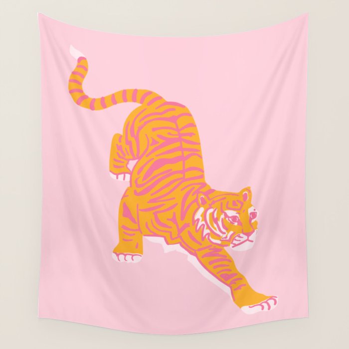 Year of the Tiger - Pink/Orange Wall Tapestry Gallery Image 4
