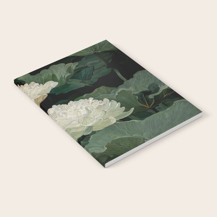 Floral Japandi Wall Art Lotus Flower Print Japanese Wall Art Sage Green Poster Wabi Sabi Painting Notebook Gallery Image 2
