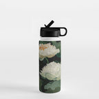Floral Japandi Wall Art Lotus Flower Print Japanese Wall Art Sage Green Poster Wabi Sabi Painting Water Bottle Gallery Image 1