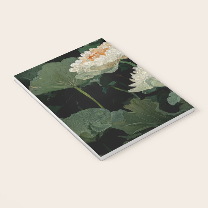 Floral Japandi Wall Art Lotus Flower Print Japanese Wall Art Sage Green Poster Wabi Sabi Painting Notebook Gallery Image 3
