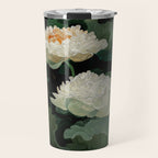 Floral Japandi Wall Art Lotus Flower Print Japanese Wall Art Sage Green Poster Wabi Sabi Painting Travel Mug Gallery Image 1
